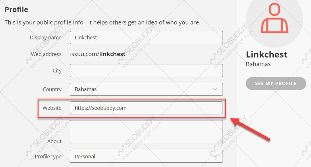 Enter your website URL